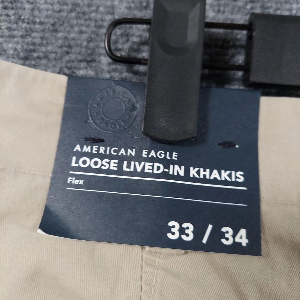 American Eagle Pants Mens Fits 33x32 Beige Loose‎ Lived-In Khakis Flex Stretch